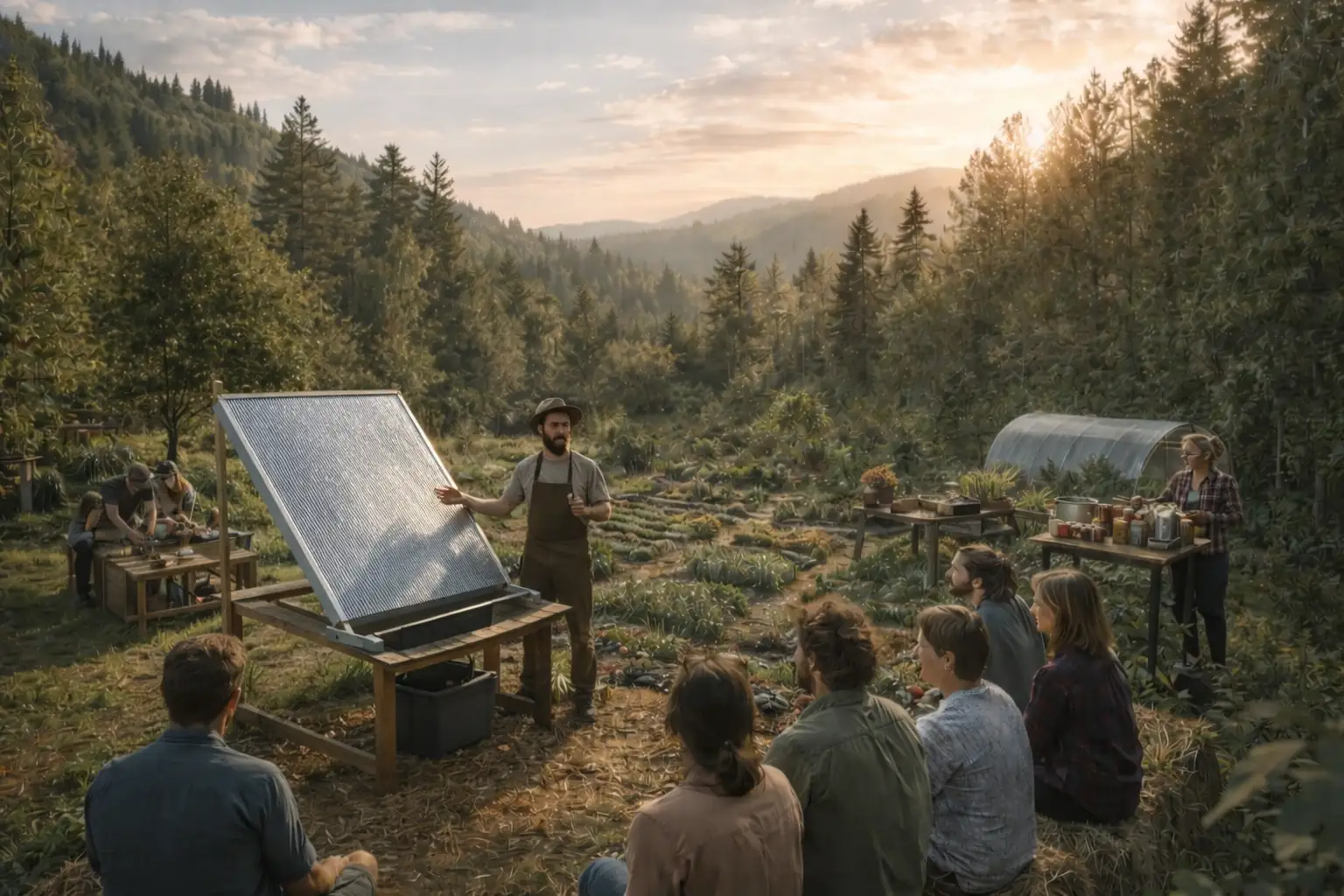 L'eau tombée du ciel : le secret à 15 euros qui défie la sécheresse atelier en plein air au coucher du soleil